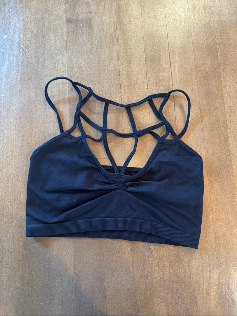 BKE Black Strappy Back Seamless Sports Bralette